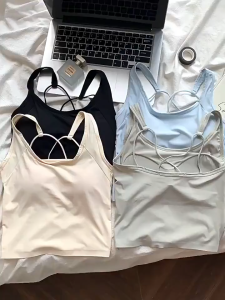 [HÀNG QUẢNG CHÂU THẬT Có đệm ngực] Áo Ba lỗ áo Bra QUAI LỚN LƯNG SỢI BÚN chất Su lụa băng cực mát mẻ năng động ngày hè