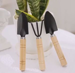 Gardening Gadgets Three-piece Mini Household Shovel Set / Potted Plant Shovel Gardening Succulent Tools / Wooden Handle Iron