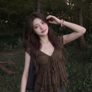 CHENDAYU | Vintage Floral V-neck Slim Fit Short Women Top