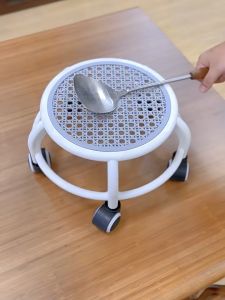 Elegant Round Rolling Stool with Adjustable Height for Kids Durable Plastic Seat Portable & Foldable Design