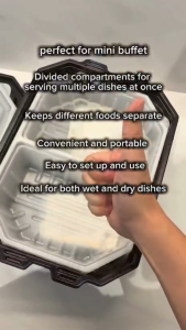 🔥SG SELLER🔥 [2-Compartment] 4000Ml Large Disposable Self Heating Food Tray with Water Activated Heat Packs!! Party Catering Restaurants