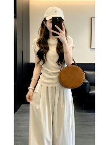 ZHENMANZI | New Fashionable Short Sleeve T-Shirt and Wide Leg Pants Set for Women