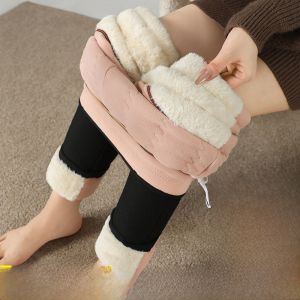 MiiOW | Quần lót dày dặn bằng cotton cho nữ MiiOW Quần dài ấm áp mùa đông có lớp lông cừu bên trong có khóa kéo phía trước