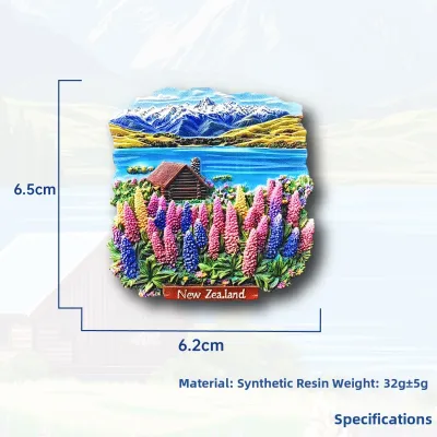 New Zealand Tekapo Lake Beans Magnetic Fridge Magnet 3D Travel Souvenir Gift Home Decoration Stick Resin Craft