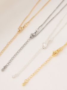 Handmade DIY Flat O Necklace Finished Product White Gold Color 18K Gold Plated Copper Alloy 45+5CM Length Fashion Jewelry Accessory