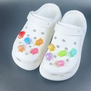 Fashion Shoe Charms Set Accessories Hole Shoe Buckle Cute Luminous Little Turtle DIY 3D Shoes Decorations Kids Party Girls Gift