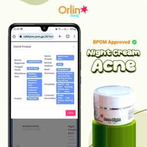 NIGHT CREAM ACNE ORLIN BEUTY MEMBATU MEREDAKAN JERAWAT MERDANG BERUNTUSAN