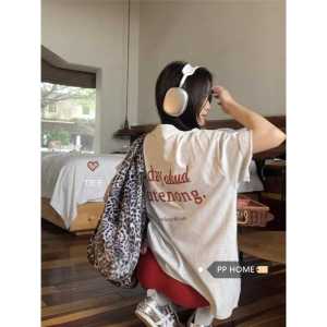 American Retro Letters Slimming Printed Summer Plus Size Pure Cotton Short Sleeve T-Shirt Female Plus Size Ladies Loose Lazy Style Top