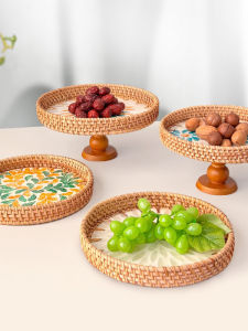 Nordic Style Shell Serving Tray French High Leg Vine Nut Snack Basket Aromatherapy Candle Plate Luxury Living Room Decor