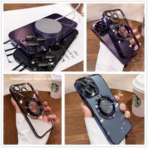 Clear Case For Apple Apple iPhone 15 14 13 12 11 Pro Max Plus Slim Plating Mag Safe Cover