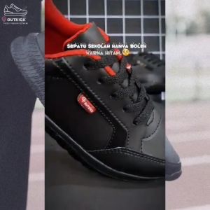 SEPATU ANAK PEREMPUAN LAKI LAKI HITAM POLOS SEKOLAH SD TK PAUD UKURAN 28 - 37