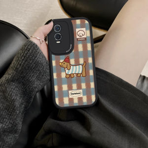 Full Cover Cat And Dog Pattern Mobile Phone Case for VIVOy76s Y300pro Y100 Y200i Y35M Womens Anti-Fall Cartoon Style Soft Shell