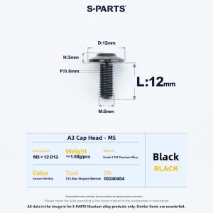 s-parts | High Strength Titanium Alloy Umbrella Head Motorcycle Bolt