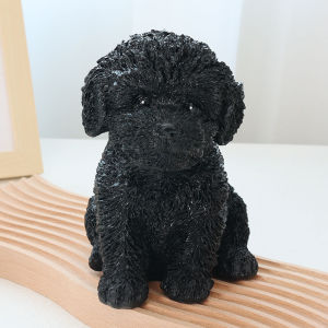 Adorable Teddy Bear Figurine Living Room Desktop Animal Dog Bichon Art Decorations Creative Gift Resin Handmade Surface Finish