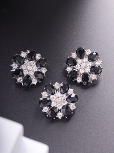 3pcs/Pack Metal Flower Buttons Sparkling Full Rhinestone Fashion Buttons Sewn Shirts DIY Coat Shoes Buttons Sewing Jewelry Gifts