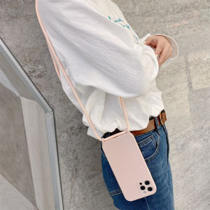 คุณภาพสูงเคสโทรศัพท์มีสายคล้อง Tali Bahu ซิลิโคนเหลวสำหรับ iPhone 12 13 14 15 16 Pro Max 14 15 Plus ป้องกันการตกหล่นปลอกซิลิโคนนิ่มเคสป้องกัน