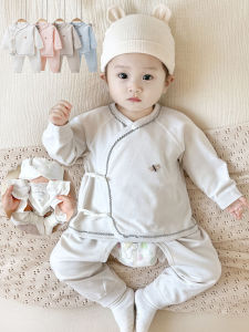 Pure Cotton Spring Autumn Baby Set Baby Belly Protector Monk Suit Two Piece Set Newborn Separate Clothes Long Sleeve Long Pants