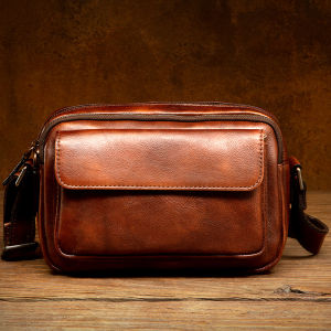Mantime | Vintage Hand-dyed Genuine Leather Crossbody Bag