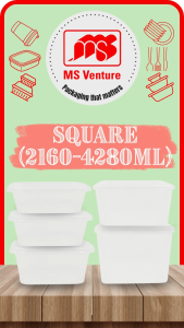 {MSV-WS} Square Microwavable Plastic Takeaway Containers (2160ml-4280ml) Anti Leak Durable BPA Free Reusable MS SQ5 MS SQ7 MS SQ2000FPT MS SQ4000FPT MS 4000A