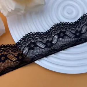 2.36 Inches Lace Trim Sewing Crafts, Black Floral Embroidered Lace Ribbon, 20/15/10/5 Yards DIY Dress Decoration