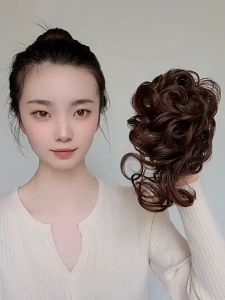 Búi ngoạm xoăn đuôi lơi B06L 😍FREESHIP😍 búi ngoạm tóc giả búi tóc giả nữ tóc giả búi kẹp búi tóc nữ