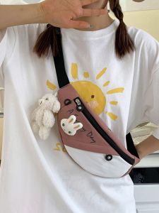 Túi Đeo Hông Nữ Thời Trang 2025 Túi Đeo Chéo Bằng Vải Nylon Màu Tương Phản Túi Đeo Chéo Điện Thoại Di Động Dễ Thương Túi Đeo Hông Nhỏ