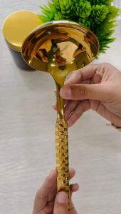 Sendok Sayur Gold Dengan 2 Pilihan Motif Polos & Motif Catur