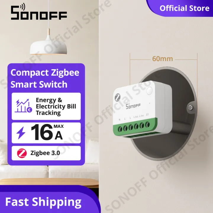 SONOFF MINI-ZB1GSP MINI ONE PM Zigbee Smart Switch Energy Monitoring Switch Smart Load Detection Overload Protection Proximity Mode eWeLink APP Control Smart