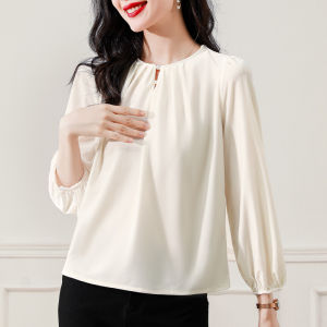 Fashion Stylish Nine-Quarter Sleeve Shirt Womens Clothes Spring & Fall New Arrival Loose Slim Looking Chic Western Style Pleuche Top