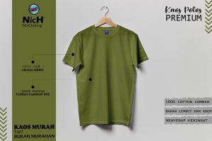 kaos polos hijau army 100% full cotton combad 30s nyaman dan lembut menyerap keringat