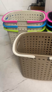Large Plastic Laundry Hamper Clothes Basket Multipurpose Storage Organizer for Laundry Toys Towels Random Handle