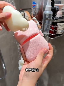 Soft Texture Bath Soap Sponge - Fine Flexible Comfortable for Daily Use - Skin-Friendly Pink Bath Sponge with Gold Strap