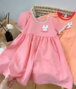 Váy cotton dáng xoè tay ngắn dễ thương cho bé gái từ 8 - 18kg