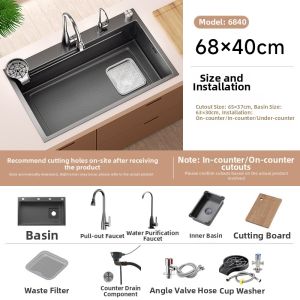 JOMOW | Strainer Single Large 304 Stainless Steel Kitchen Sink