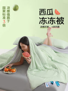 ผ้าห่มฤดูร้อนสีเขียวมะพร้าว ผ้าห่มสำหรับนอนในหอพักคนเดียว ผ้าห่มเย็นในฤดูร้อน ผ้าห่มบาง ผ้าห่มขนแกะโพลีเอสเตอร์