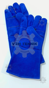 Sarung Tangan Las 14 Inch BIRU Kulit Tebal / Safety Gloves 14" Las / Welding Glove Tebal Anti Panas
