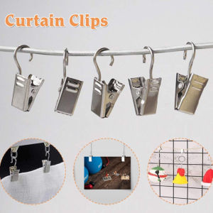 【On Sale】10Pcs Metal Curtain Clips Hook Window Shower Curtain Rod Hanger Drapery Clip Strong Sturdy