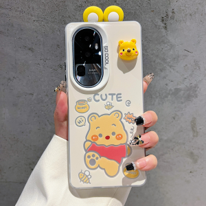 Ins Style Winnie the Pooh 3D Plush Phone Case for Oppo Reno10/11 pro New Reno13/12 High-End Small Niche Mobile Phone Cover Reno9/8/7 Anti-Fall Protective Case Women