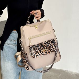 แฟชั่น Multi-Function Leopard กระเป๋าเป้สะพายหลังผู้หญิงคุณภาพสูงพู่กระเป๋าเป้สะพายหลังน้ําหนักเบาเดินทางไนลอนกระเป๋าเดินทาง