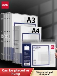 deli | Transparent Sealed Hanging Protection Cover For A3 A4 Docs Magnetic Cards