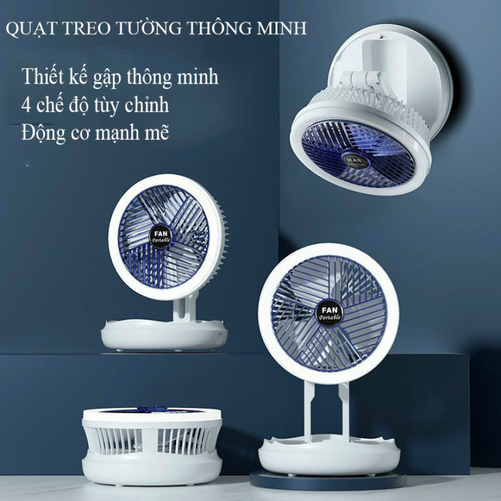 Quạt Treo Tường Thông Minh, Quạt Gấp Gọn Đa Năng Với 4 Chế Độ Điều ...
