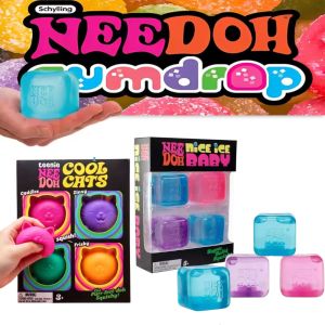 Needoh Mini Nice Ice Baby & Cool Cats Toy Squishy Set Soft Glitter Transparent Stress Relief Sensory Fidget for Kids Adults Gift