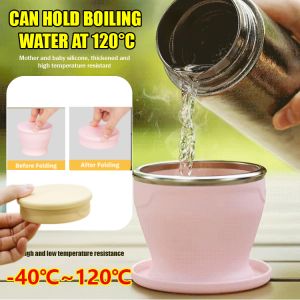 Folding Water Cup Food Grade Silicone Portable Travel Camping Mouthwash Cup Tourism Outdoor High Temperature Resistant Folding Cup 折叠马克杯 漱口杯旅行