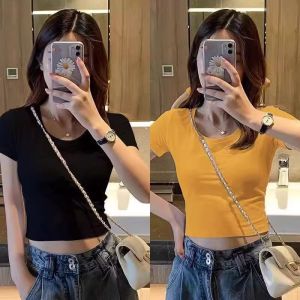Womens Summer Slim Fit Short Sleeve round Neck Tight Inner Shirt Dirt Resistant Wear Resistant T-Shirt for Working out
