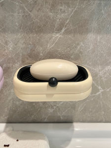 High Aesthetic Soap Dish Wall Mounted Bathroom Soap Tray No Drilling Storage Rack Double Layer Draining Soap Box Nordic Style Cartoon Elements