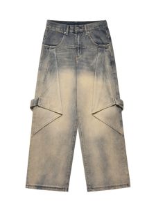 กางเกงยีนส์ทรงหลวมขาบานสไตล์ย้อนยุคสไตล์อเมริกันสำหรับผู้ชายและผู้หญิง กางเกงขายาวทรงตรงลำลอง ฤดูใบไม้ร่วง 2024 แหล่งกำเนิดจีน