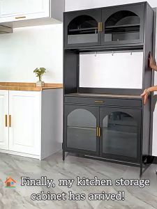 YOYO Modern Kitchen Storage Cabinet with PC Doors Multi Layer Pantry Cabinet Food Organizer Cupboard Home Kitchen Rack Storage Furniture