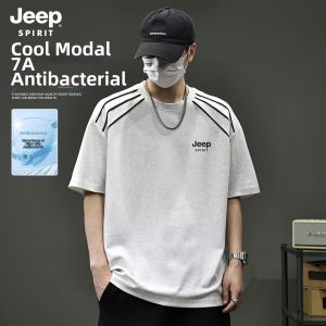 JEEP SPIRIT(吉普) | Antibacterial Cool Silk Modal Loose Round Neck T-Shirt