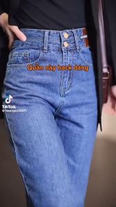 QUẦN BAGGY JEAN NỮ CHẤT BÒ ỐNG SUÔNG CẠP CAO 2 CÚC MIẾNG DA BÒ LƯNG CAO NÂNG MÔNG CAO CẤP MỚI - DUBAI FASHION