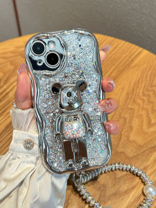 Huawei Mate 60 pro Full Cover Drip Glue Flash Powder Bear Nova 12-5 Series Protective Case Violent Bear Enjoy 60x Cute Cartoon INS Style Mobile Phone Shell Case